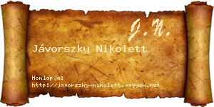Jávorszky Nikolett névjegykártya